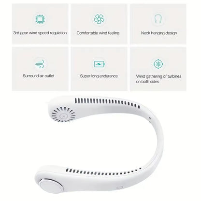 1Pc Rechargeable Portable Neck Fan - Bladeless Personal Fan for Outdoor Sports - Hands-Free Cooling Solution