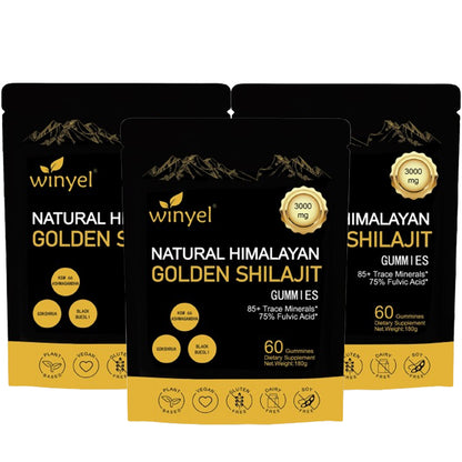 Shilajit Gummies, Himalayan Shilajit Supplements, Ashwagandha, Gokshura, 85 Trace Minerals, High Potency Gold Grade, 60 Gummies for Energy Boost, Immune Support, Non-Gmo
