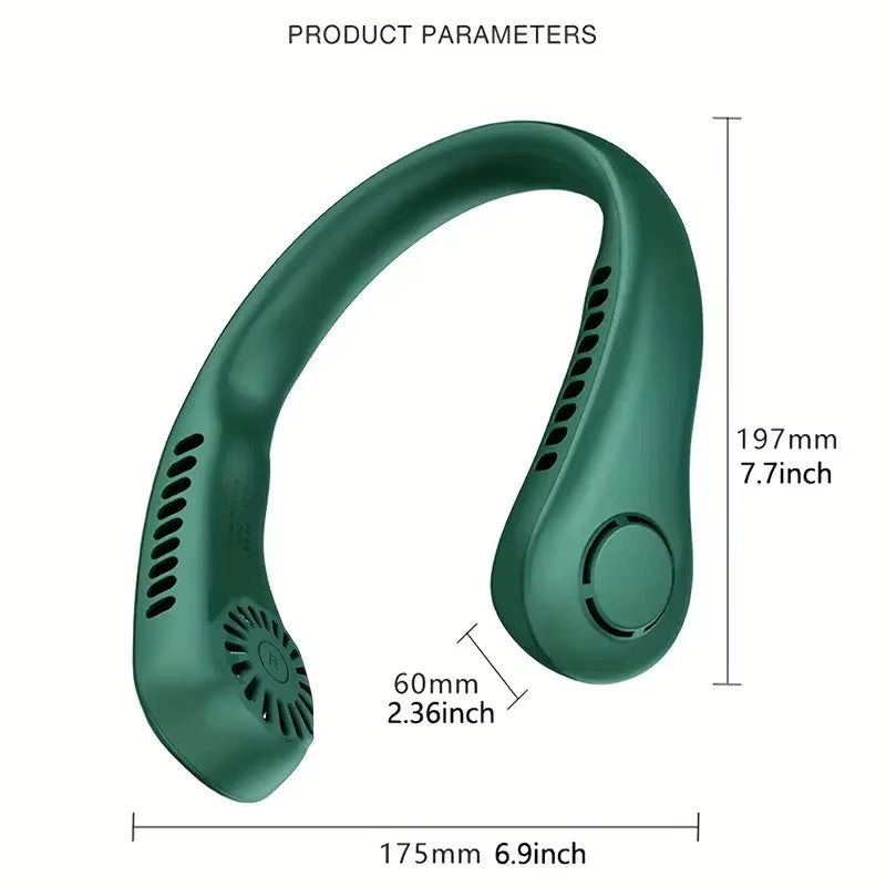 1Pc Rechargeable Portable Neck Fan - Bladeless Personal Fan for Outdoor Sports - Hands-Free Cooling Solution