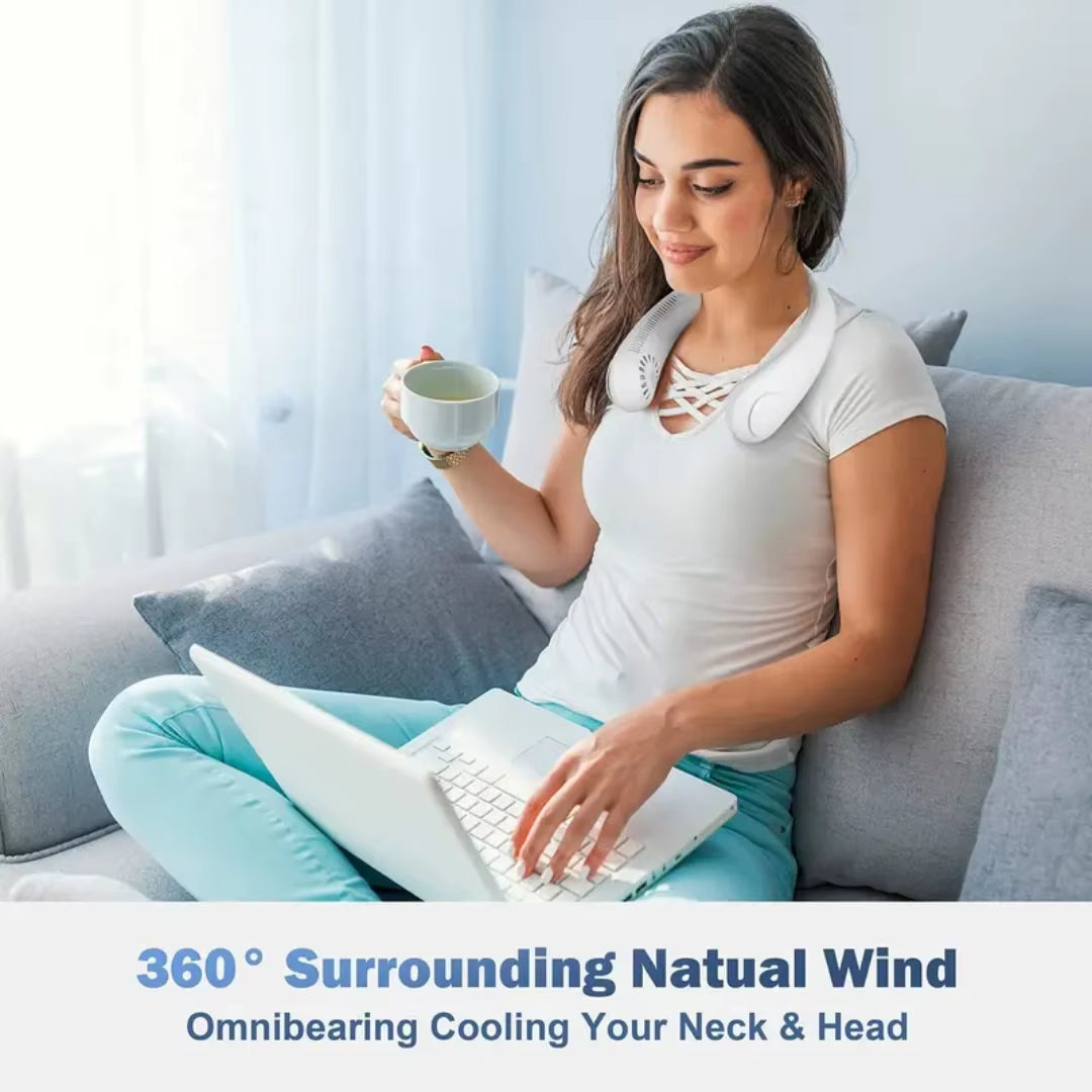 1Pc Rechargeable Portable Neck Fan - Bladeless Personal Fan for Outdoor Sports - Hands-Free Cooling Solution