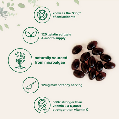 Astaxanthin 12 mg Triple Strength-Premium Microalgae Antioxidant , 120 softgels